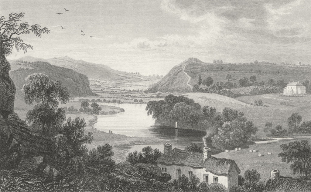 CARDIGANSHIRE. Vale of Teify, Newcastle. I River c1831 old antique print